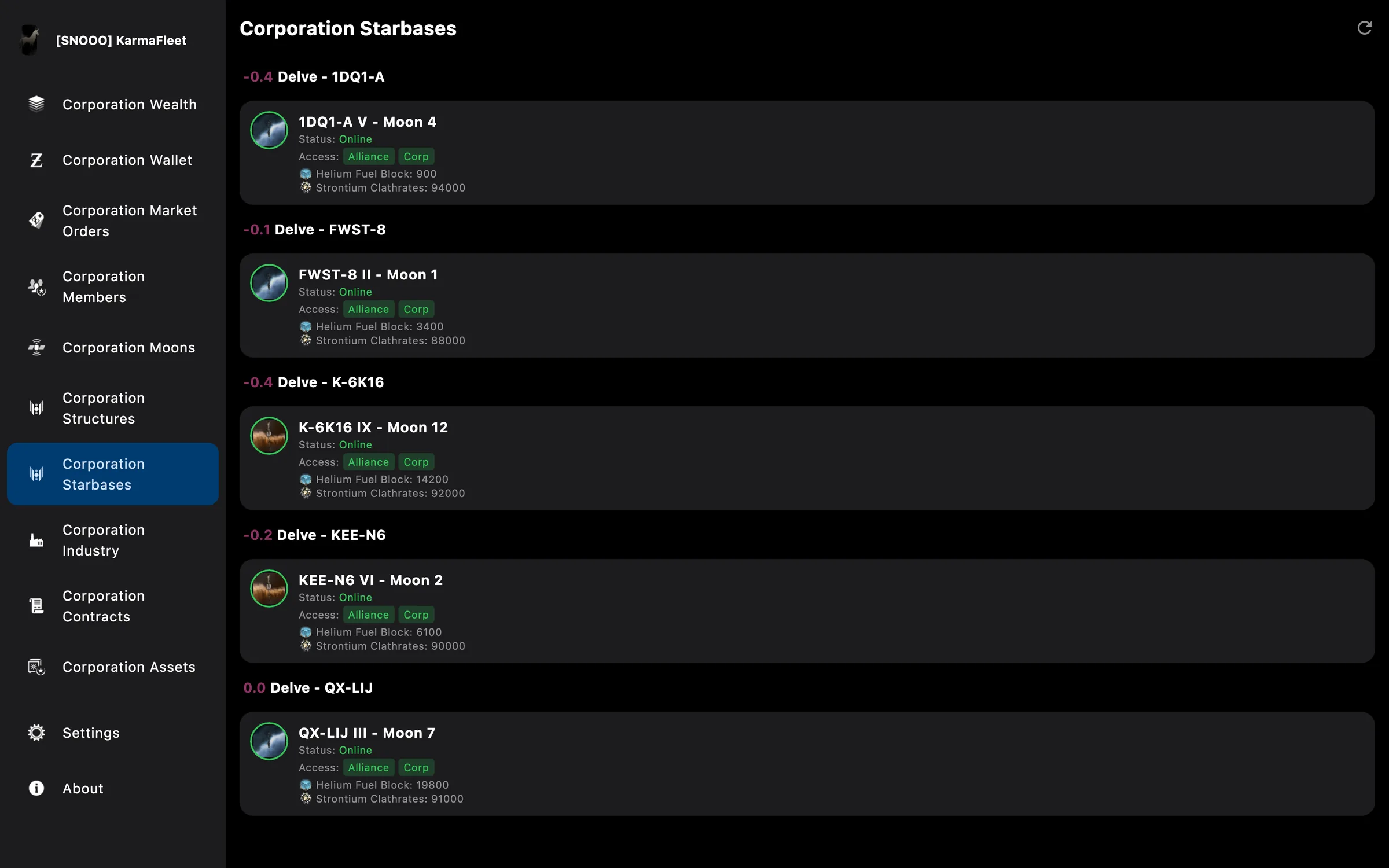 Corporation starbases with POS fuel