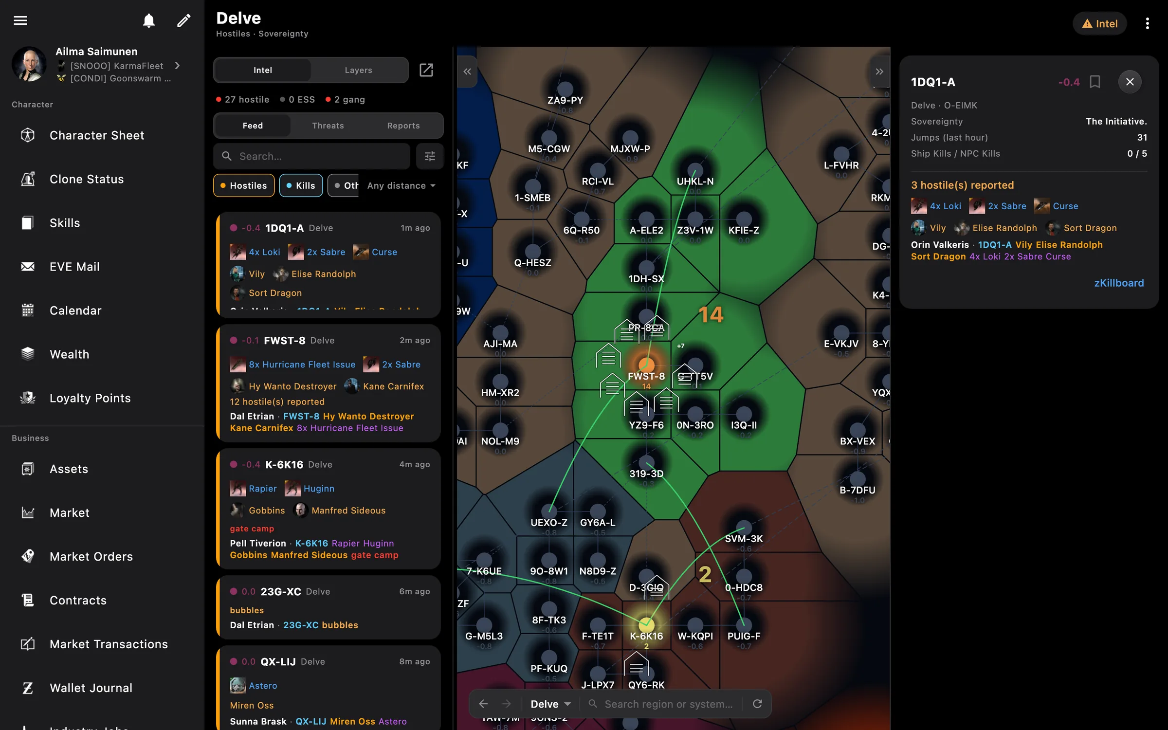 Hostile ship icons circling a system on the map