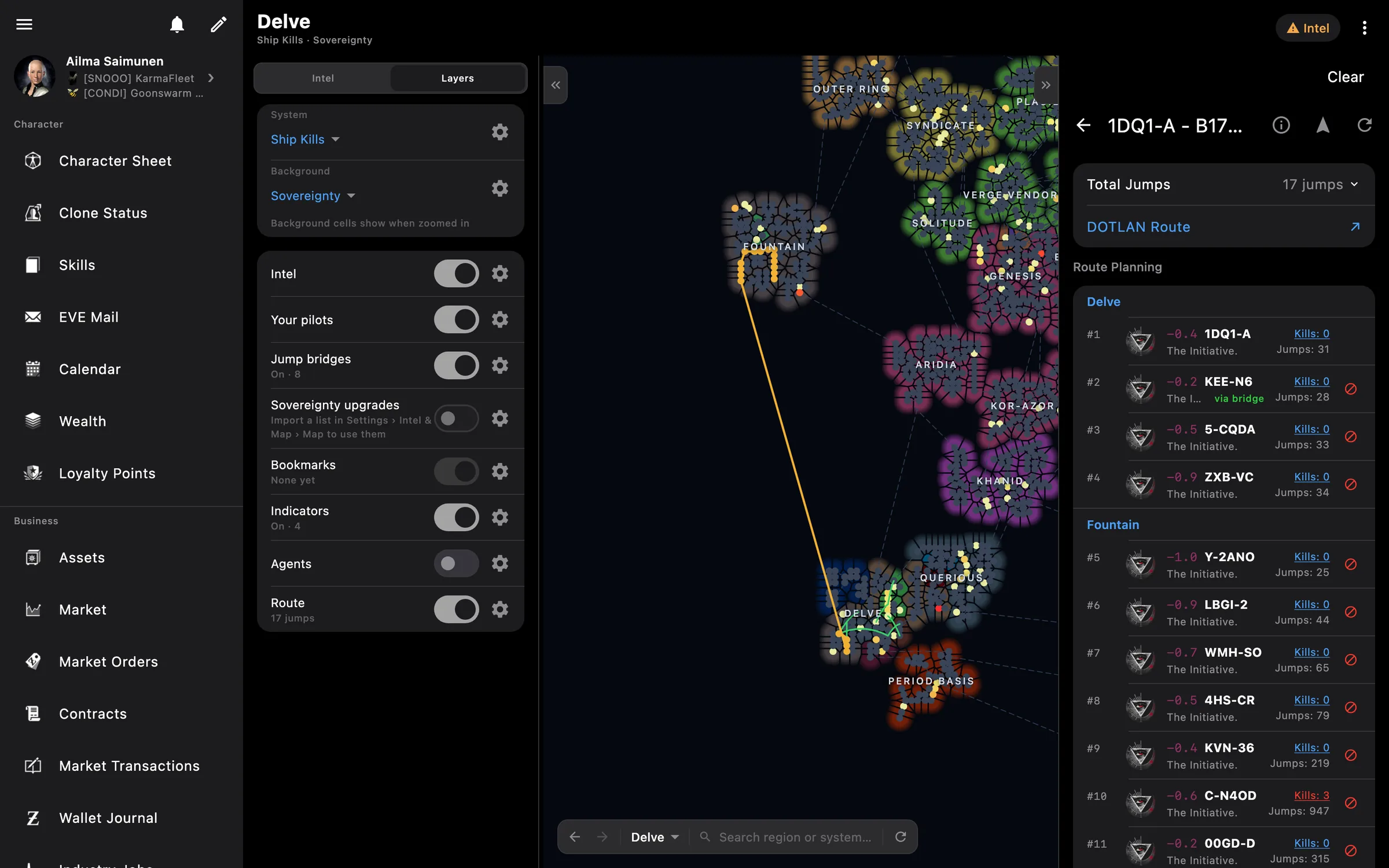 Route planner on the star map