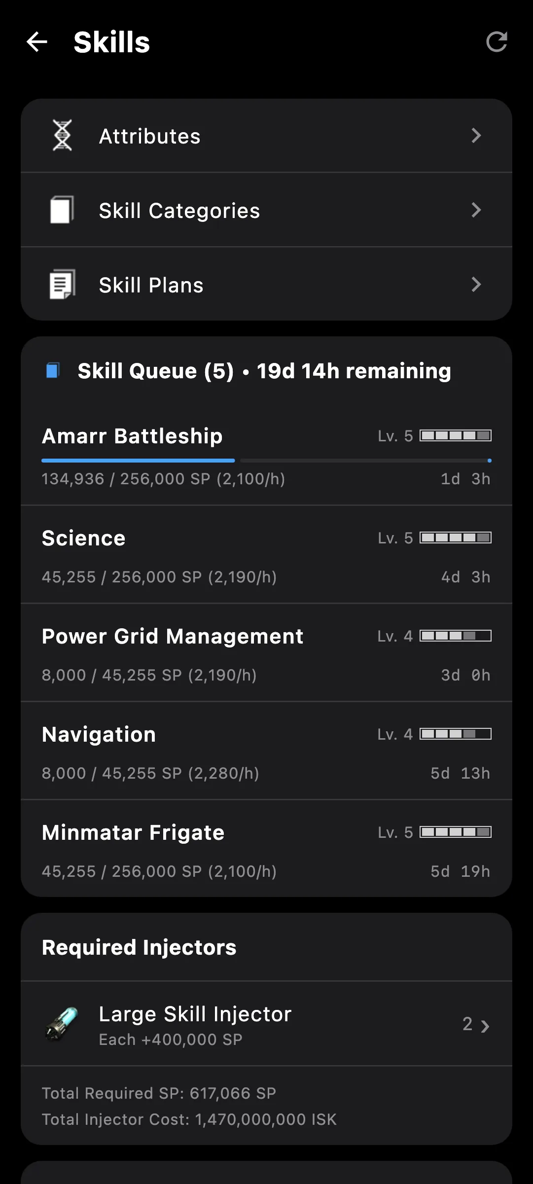 Skill queue